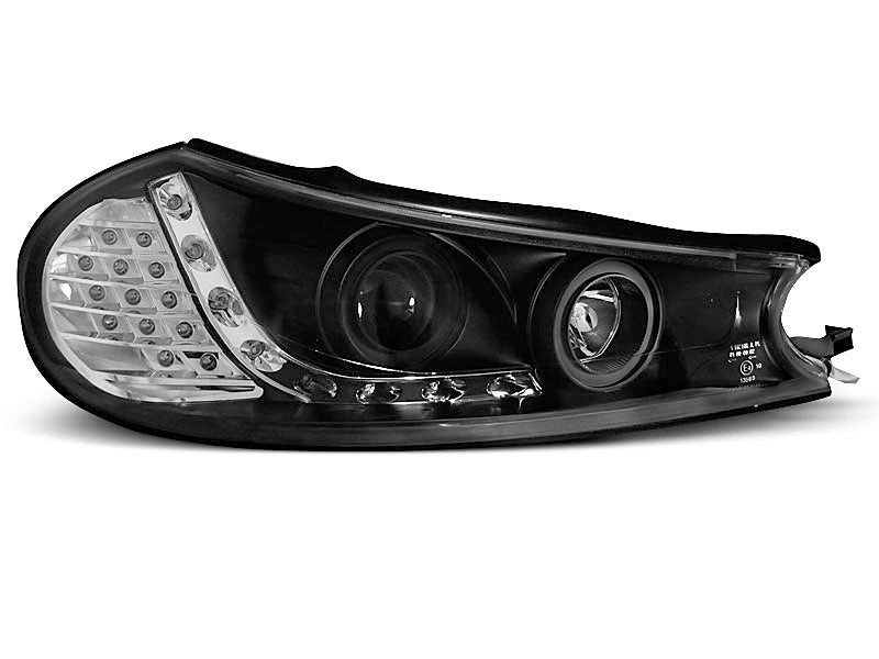 Tuning-Tec LED Tagfahrlicht Scheinwerfer für Ford Mondeo MK1 96-00 schwarz mit LED Blinker