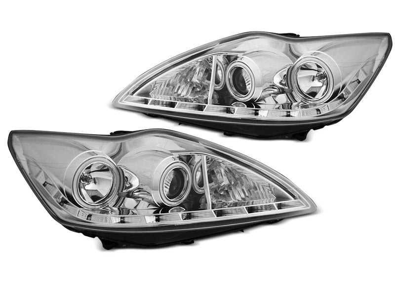 Tuning-Tec CCFL Angel Eyes Scheinwerfer für Ford Focus 2 Facelift 08-10 chrom