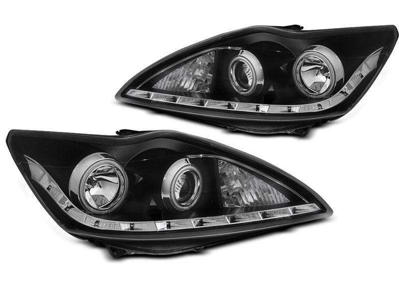Tuning-Tec CCFL Angel Eyes Scheinwerfer für Ford Focus MK2 Facelift 08-10 schwarz