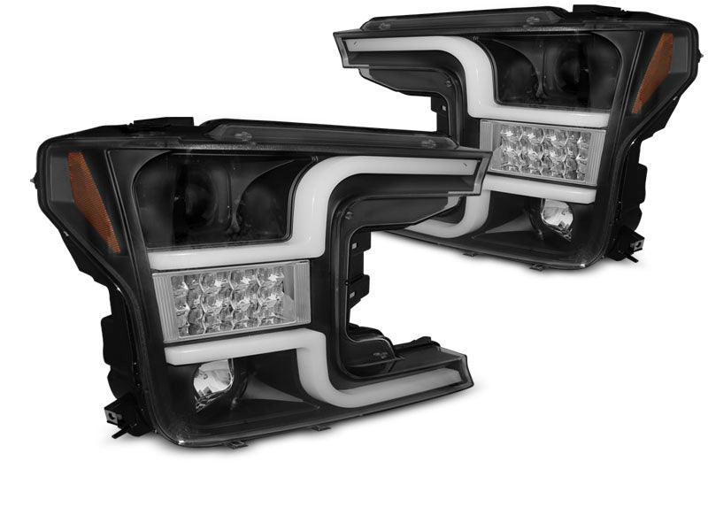Tuning-Tec LED Tagfahrlicht Scheinwerfer für Ford F150 MK13 17-20 schwarz mit LED Blinker