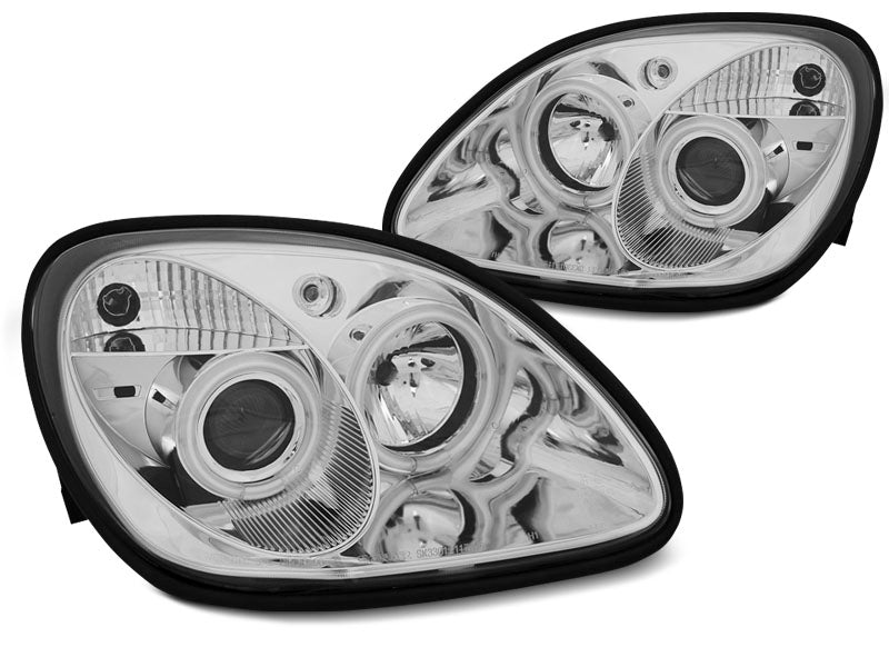 Tuning-Tec LED Angel Eyes Scheinwerfer für Mercedes Benz SLK R170 96-04 chrom