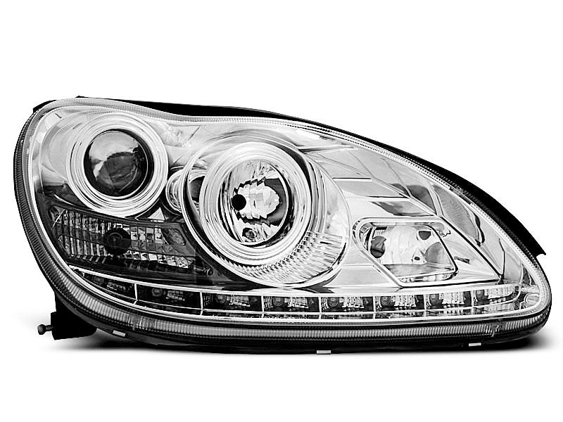 Tuning-Tec LED Tagfahrlicht Scheinwerfer für Mercedes Benz S-Klasse W220 98-05 chrom