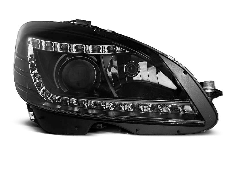 Tuning-Tec LED Tagfahrlicht Scheinwerfer für Mercedes Benz C-Klasse W204 07-10 schwarz