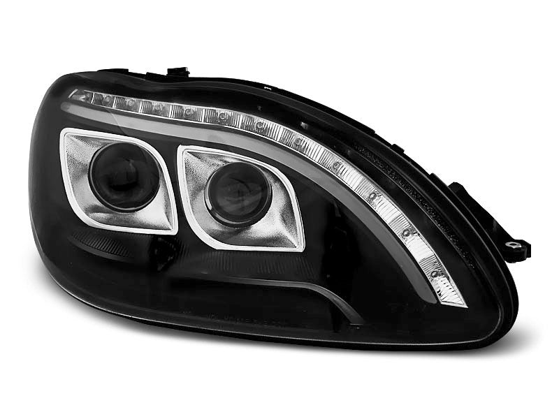 Tuning-Tec LED Tagfahrlicht Scheinwerfer für Mercedes Benz S-Klasse W220 98-05 schwarz mit LED Blinker