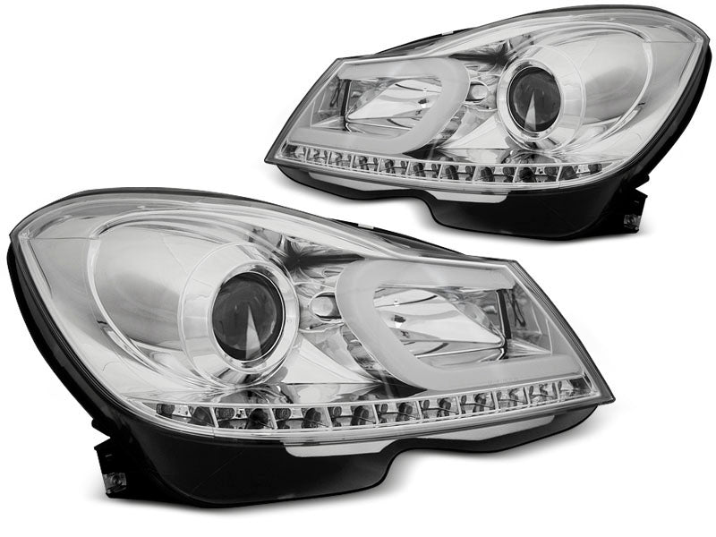Tuning-Tec LED Tagfahrlicht Scheinwerfer für Mercedes Benz C-Klasse W204 11-14 chrom