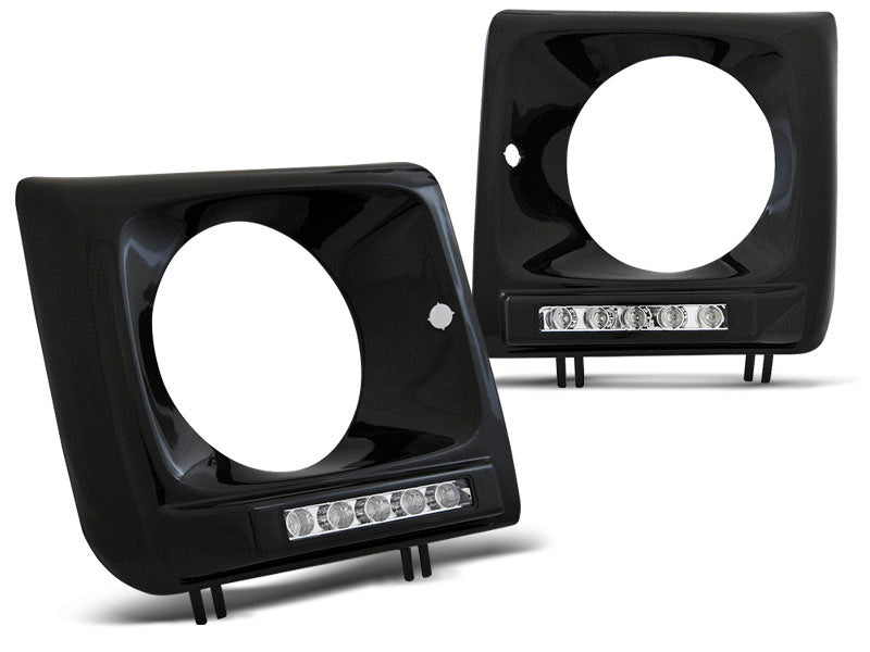 Tuning-Tec LED Tagfahrlicht Scheinwerferrahmen für Mercedes Benz G-Klasse W463/W461 01-12 schwarz (hochglanz)