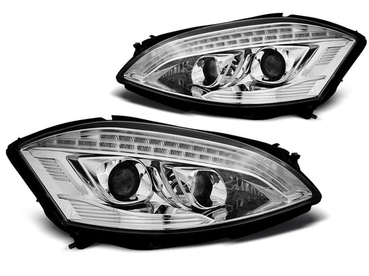 Tuning-Tec Xenon LED Tagfahrlicht Scheinwerfer für Mercedes Benz S-Klasse W221 05-09 chrom