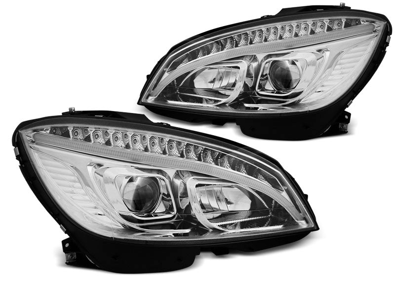 Tuning-Tec LED Tagfahrlicht Scheinwerfer für Mercedes Benz C-Klasse W204 07-10 chrom LTI
