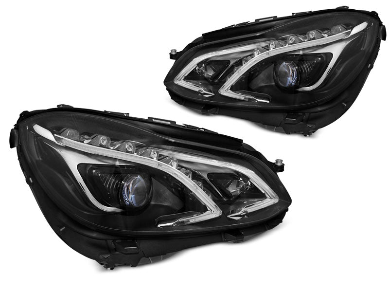 Tuning-Tec Voll LED Tagfahrlicht Scheinwerfer für Mercedes Benz E-Klasse W212 13-16 schwarz