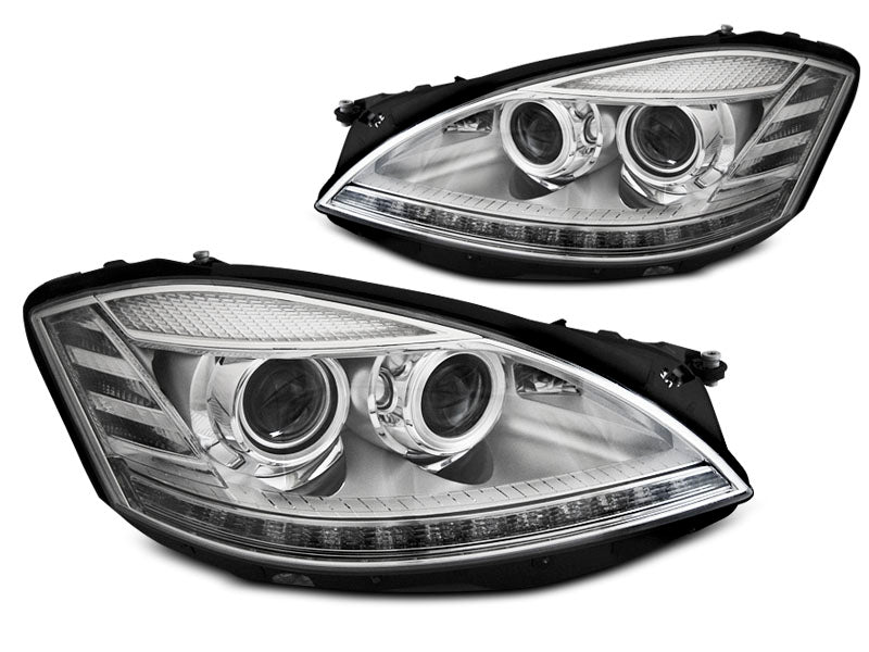 Tuning-Tec Xenon LED Tagfahrlicht Scheinwerfer für Mercedes Benz S-Klasse W221 05-09 chrom