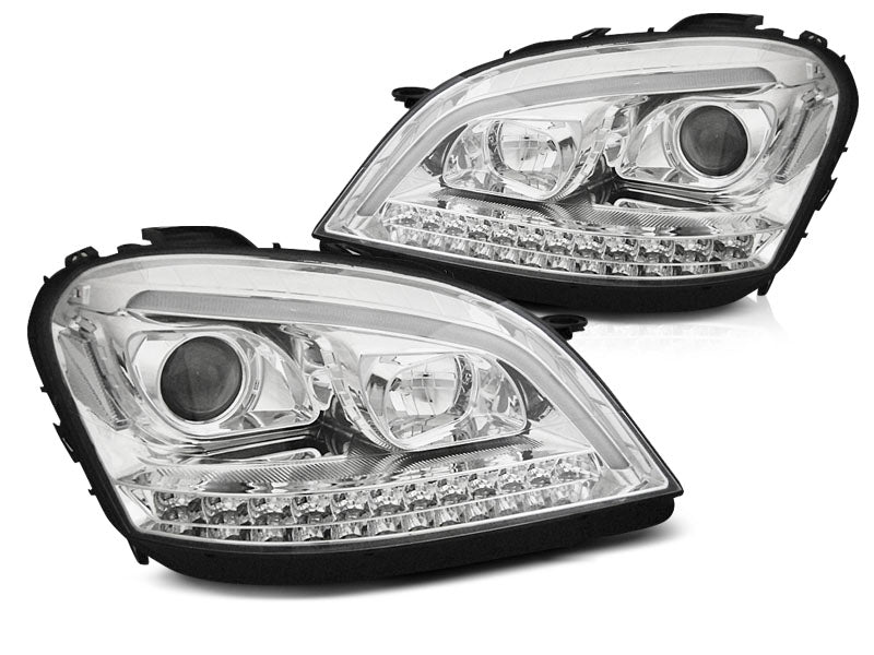 Tuning-Tec LED Tagfahrlicht Scheinwerfer für Mercedes Benz ML W164 05-08 chrom mit dynamischem LED Blinker