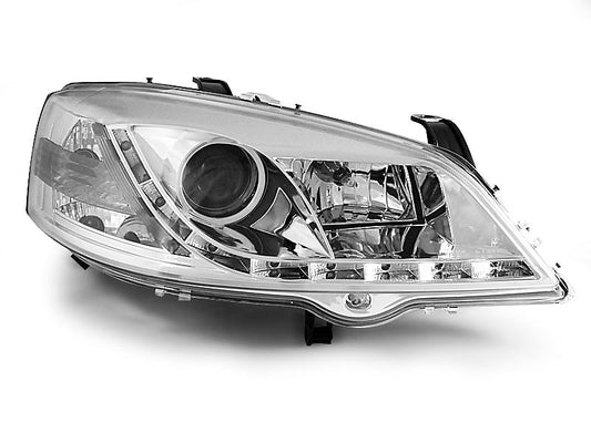 Tuning-Tec LED Tagfahrlicht Scheinwerfer für Opel Astra G 98-04 chrom