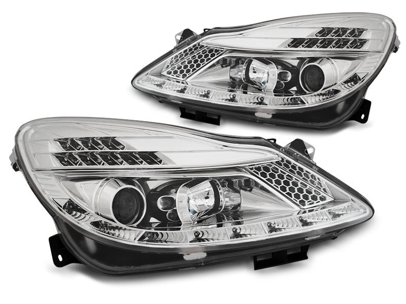 Tuning-Tec LED Tagfahrlicht Scheinwerfer für Opel Corsa D 06-11 chrom
