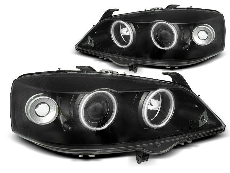 Tuning-Tec CCFL Angel Eyes Scheinwerfer für Opel Astra G 98-04 schwarz