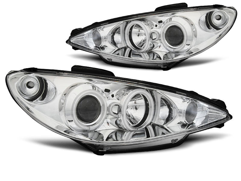 Tuning-Tec CCFL Angel Eyes Scheinwerfer für Peugeot 206 02-14 chrom