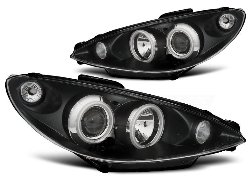 Tuning-Tec CCFL Angel Eyes Scheinwerfer für Peugeot 206 02-14 schwarz