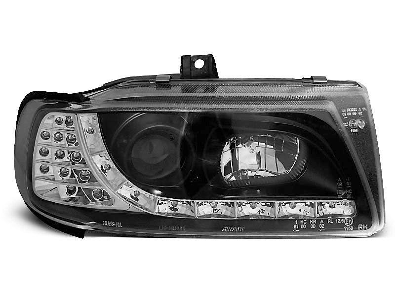 Tuning-Tec LED Tagfahrlicht Scheinwerfer für Seat Ibiza 6K / Cordoba 93-99 schwarz mit LED Blinker