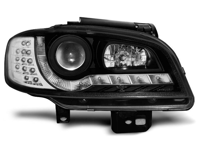 Tuning-Tec LED Tagfahrlicht Scheinwerfer Seat Ibiza 6K / Cordoba 99-02 schwarz mit LED Blinker