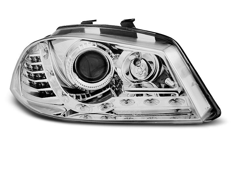 Tuning-Tec LED Tagfahrlicht Scheinwerfer für Seat Ibiza 6L 02-08 chrom mit LED Blinker