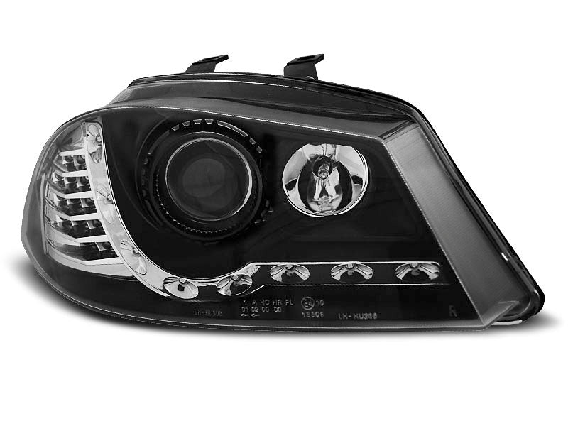 Tuning-Tec LED Tagfahrlicht Scheinwerfer für Seat Ibiza 6L 02-08 schwarz mit LED Blinker