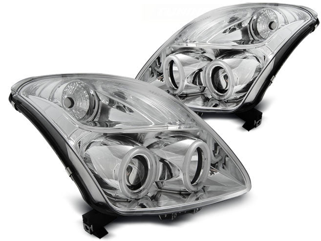 Tuning-Tec CCFL Angel Eyes Scheinwerfer für Suzuki Swift 05-10 chrom