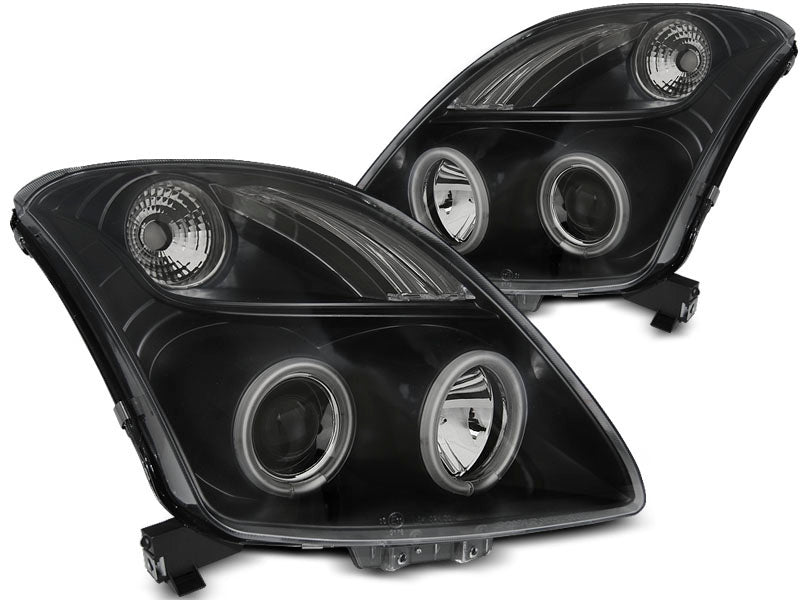 Tuning-Tec CCFL Angel Eyes Scheinwerfer für Suzuki Swift 05-10 schwarz
