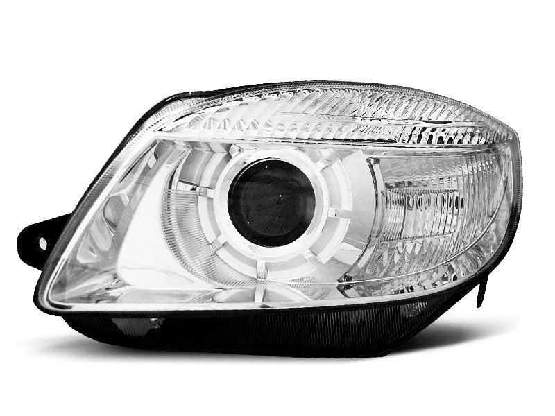 Tuning-Tec Xenon Look Klarglas Scheinwerfer für Skoda Fabia 2 / Roomster 07-10 chrom