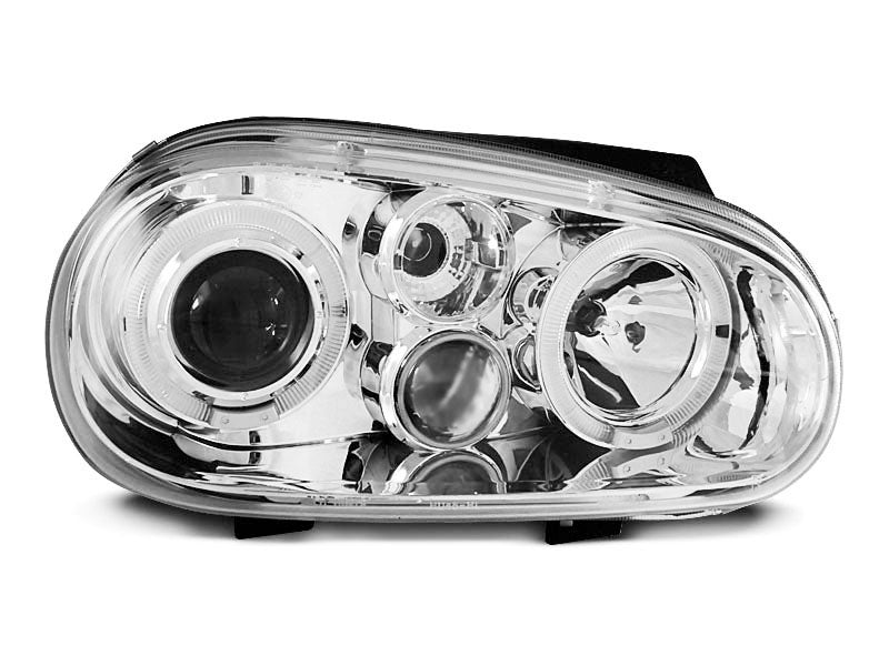 Tuning-Tec LED Angel Eyes Scheinwerfer für VW Golf 4 97-03 mit Nebelscheinwerfern chrom