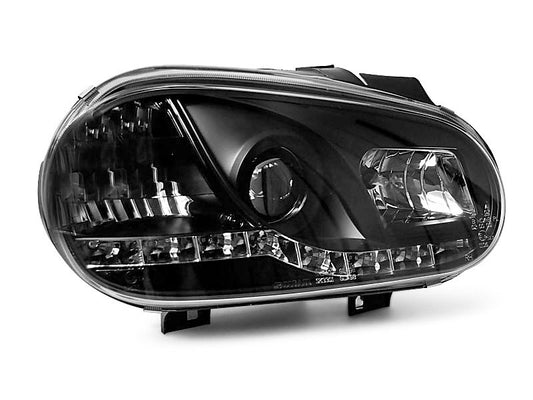 Tuning-Tec LED Tagfahrlicht Scheinwerfer für VW Golf 4 97-03 schwarz