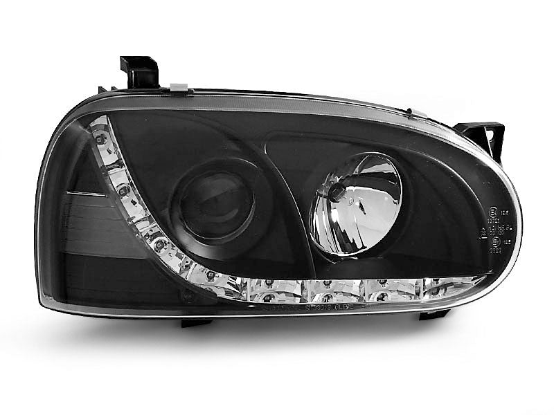 Tuning-Tec LED Tagfahrlicht Scheinwerfer für VW Golf 3 91-97 schwarz