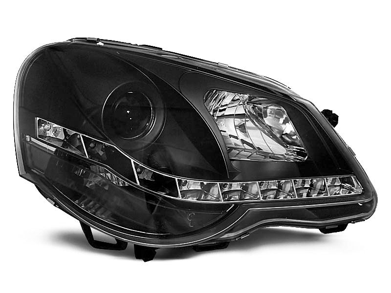 Tuning-Tec LED Tagfahrlicht Scheinwerfer für VW Polo 9N3 05-09 schwarz