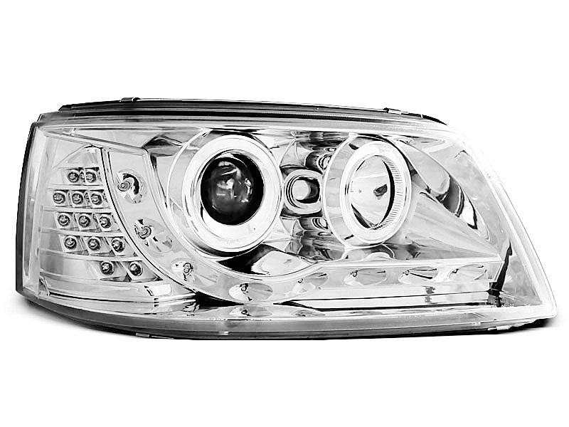 Tuning-Tec LED Tagfahrlicht Scheinwerfer für VW T5 03-09 chrom mit LED Blinker