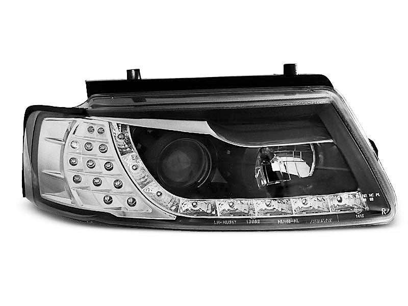 Tuning-Tec LED Tagfahrlicht Scheinwerfer für VW Passat 3B (B5) 96-00 schwarz mit LED Blinker