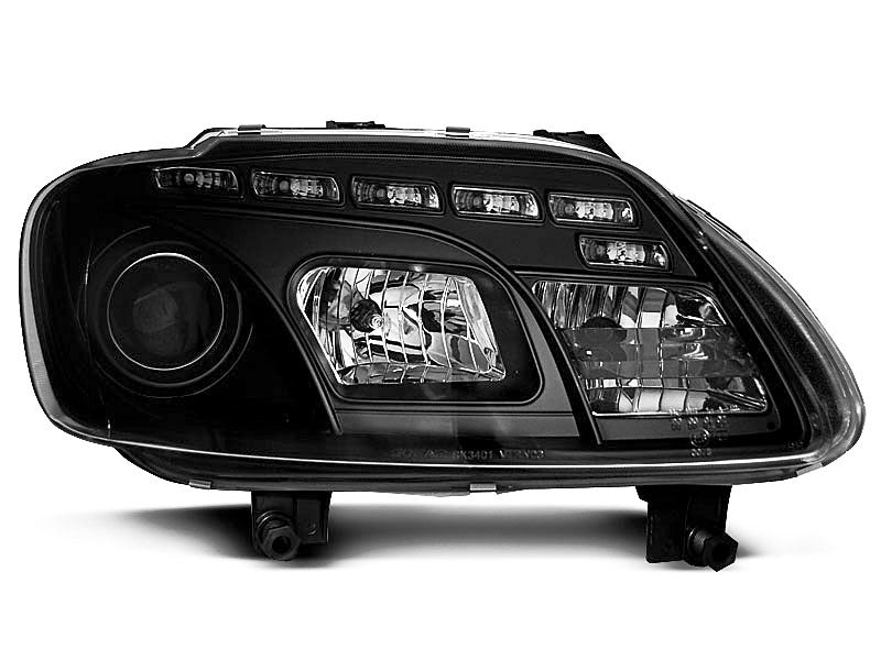 Tuning-Tec LED Tagfahrlicht Scheinwerfer für VW Touran 1T / Caddy 03-06 schwarz