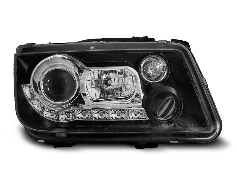 Tuning-Tec LED Tagfahrlicht Scheinwerfer für VW Bora 98-05 schwarz