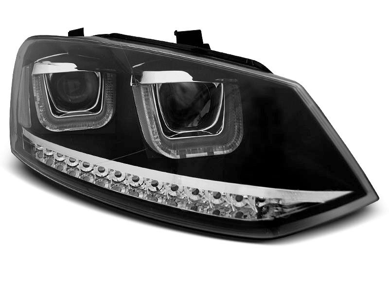 Tuning-Tec LED Tagfahrlicht Scheinwerfer für VW Polo 6R 09-14 schwarz mit LED Blinker