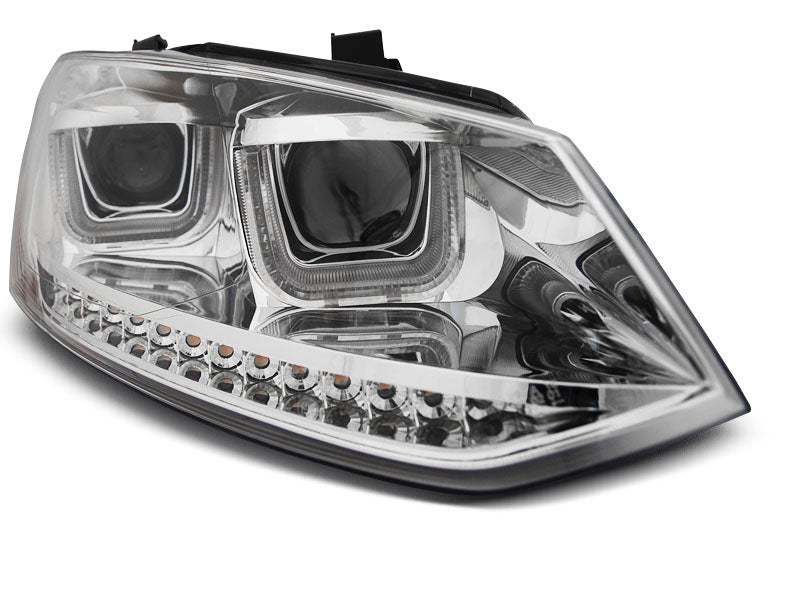Tuning-Tec LED Tagfahrlicht Scheinwerfer für VW Polo 6R 09-14 chrom mit dynamischem LED Blinker