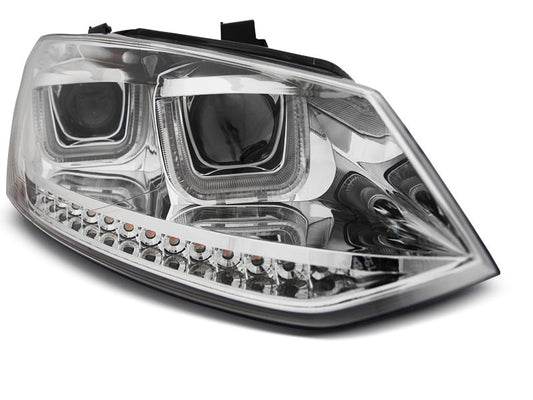 Tuning-Tec LED Tagfahrlicht Scheinwerfer für VW Polo 6R 09-14 chrom mit dynamischem LED Blinker
