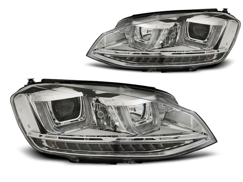 Tuning-Tec LED Tagfahrlicht Scheinwerfer für VW Golf 7 12-17 chrom mit dynamischem LED Blinker