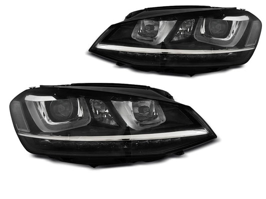 Tuning-Tec LED Tagfahrlicht Scheinwerfer für VW Golf 7 12-17 schwarz / chrom mit dynamischem LED Blinker