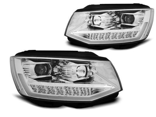Tuning-Tec LED Tagfahrlicht Scheinwerfer für VW T6 15-19 chrom mit LED Blinker