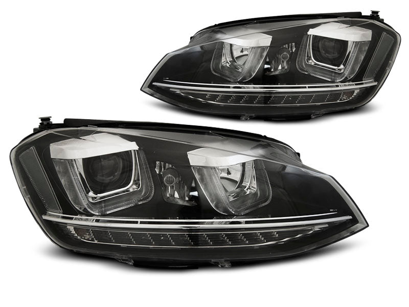 Tuning-Tec LED Tagfahrlicht Scheinwerfer für VW Golf 7 12-17 schwarz / chrom mit dynamischem LED Blinker