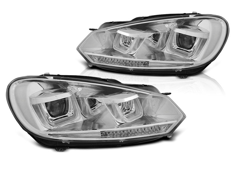 Tuning-Tec LED Tagfahrlicht Scheinwerfer für VW Golf 6 08-12 chrom im Golf 7 mit dynamischem LED Blinker