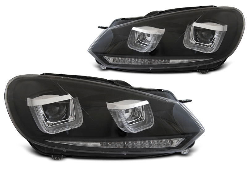 Tuning-Tec LED Tagfahrlicht Scheinwerfer für VW Golf 6 08-12 schwarz im Golf 7 mit dynamischem LED Blinker