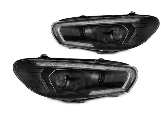 Tuning-Tec LED Tagfahrlicht Scheinwerfer für VW Scirocco III 14-17 schwarz dynamisch