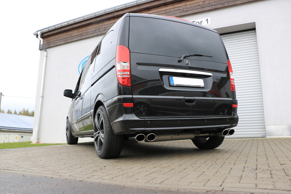 Mercedes Vito/ Viano - W639 Kompact Endschalldämpfer quer Ausgang rechts/links inkl. Verbindungsrohr - 2x115x85 Typ 32 rec...