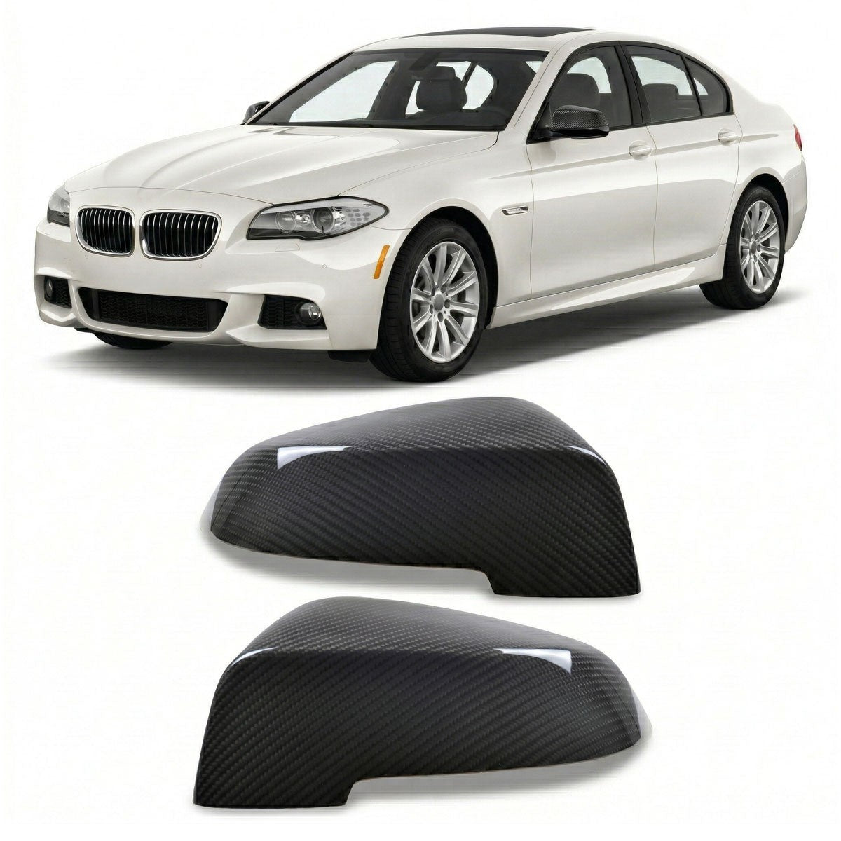 Seiten Spiegelabdeckungen Carbon-Optik Set passend für BMW 5 & 7er 2014-2017