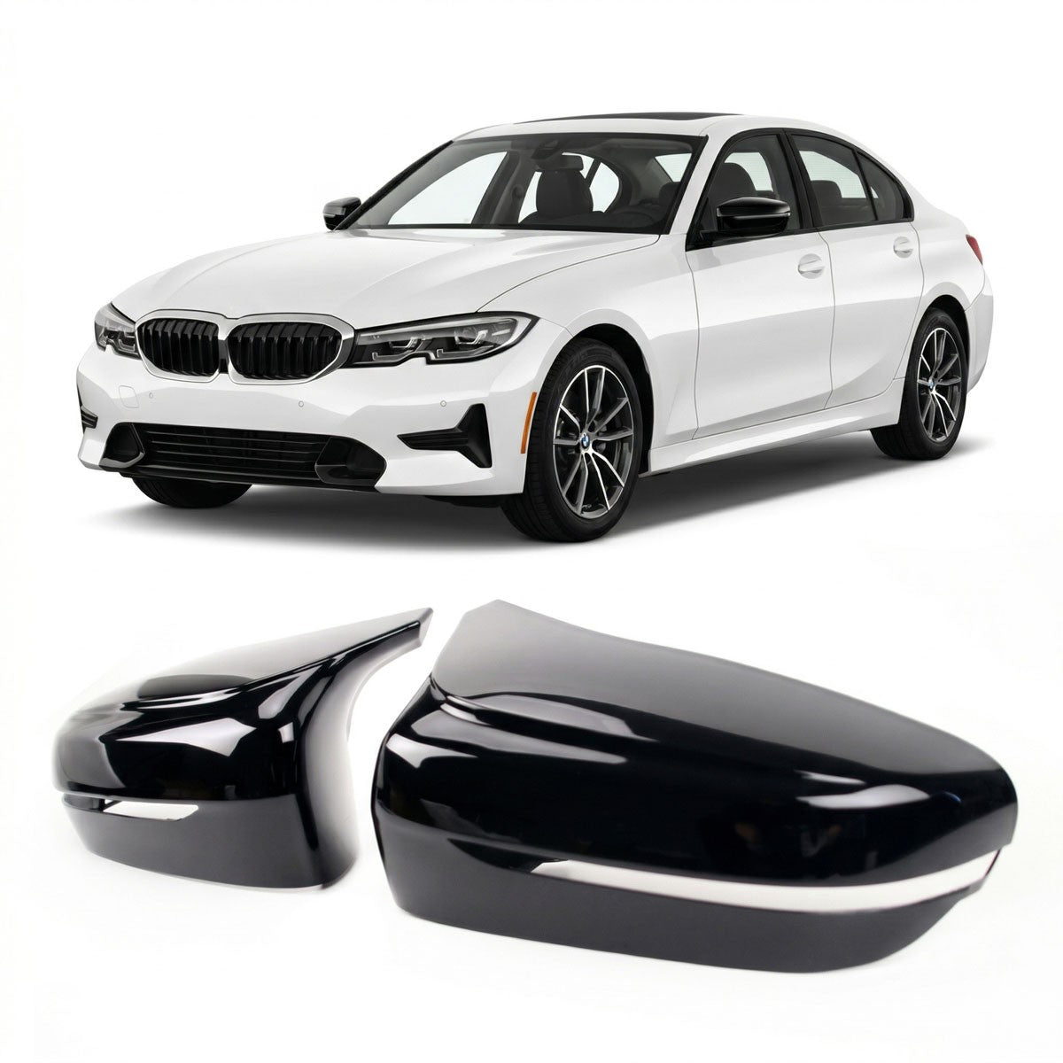 Hochglanz Schwarz Spiegelabdeckungen Set passend für BMW 3er G20 G21 2019-2022