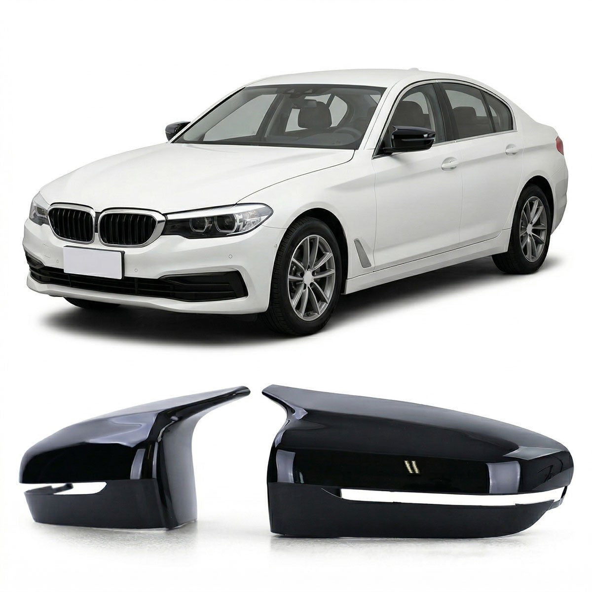 Hochglanz Schwarz Spiegelabdeckungen Set passend für BMW 5er G30 G31 2016-2020