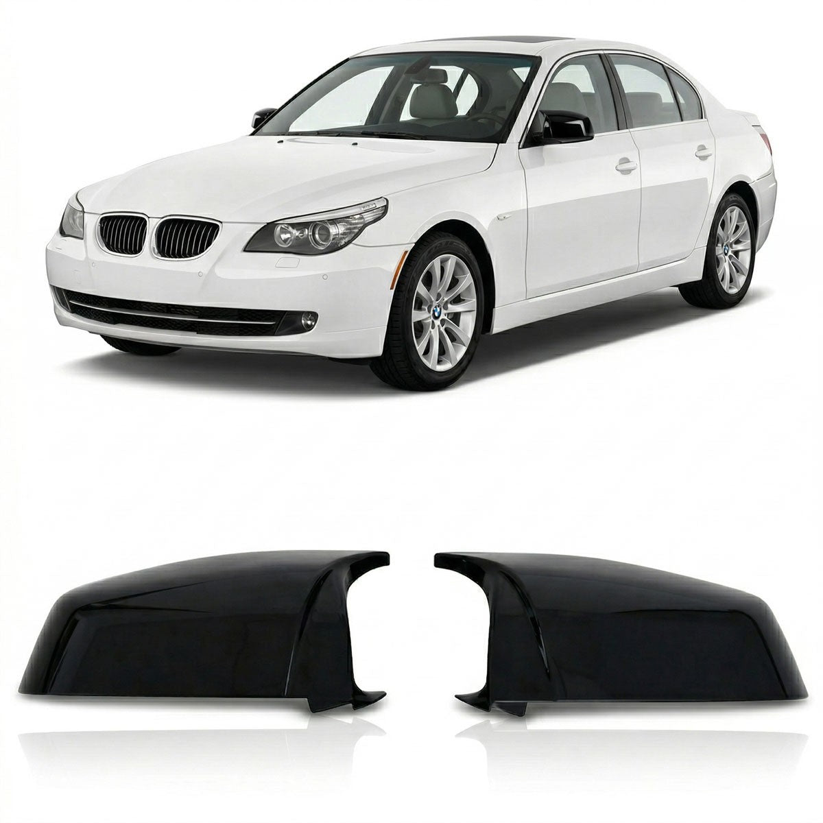 Hochglanz Schwarz Spiegelabdeckungen passend für BMW 5er E60 E61 2008-2010